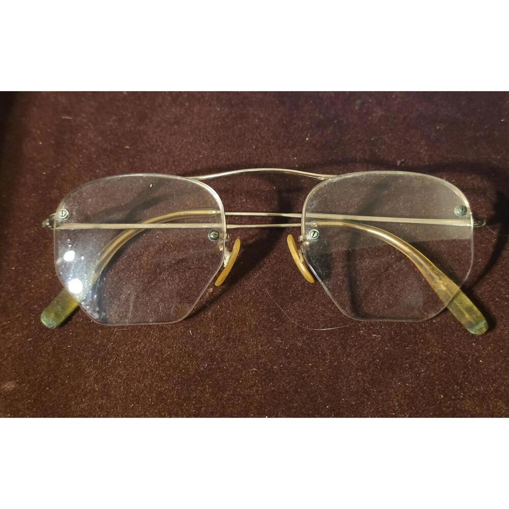 Vintage 1940s Shuron Rimless Eyeglasses - 12K Gold Filled - Octagon Lens